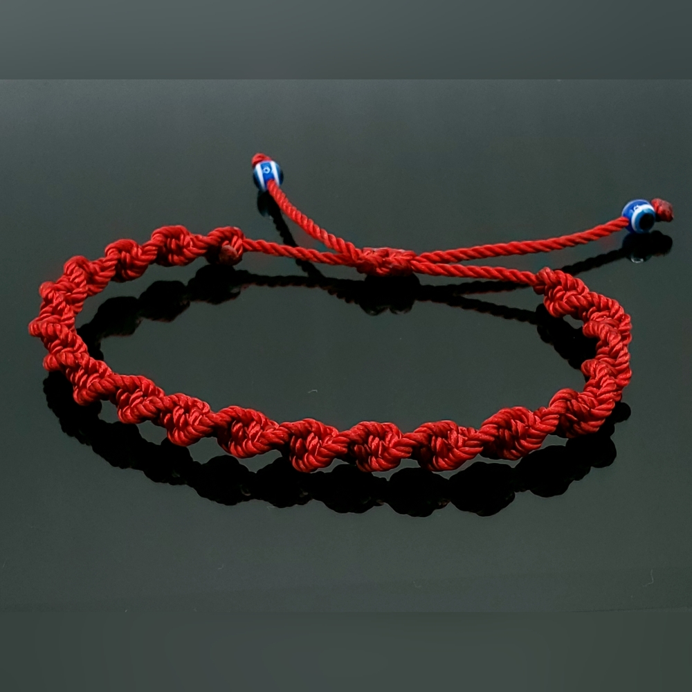 Red evil eye bracelet, red string evil eye wristband adjustable. Unisex bracelet